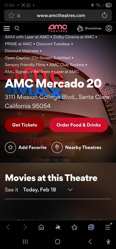 cinema website from Cinema information screen, example, top