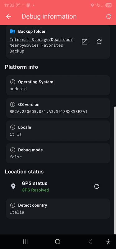 Debug information screen, bottom