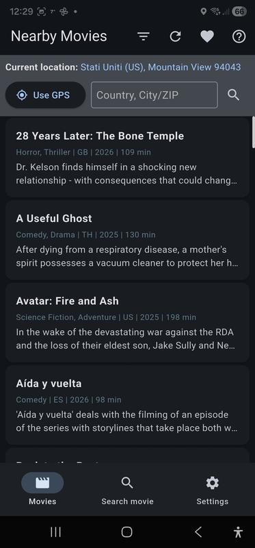 Movies with movies list, text only