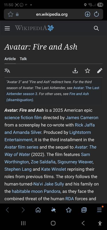 Movie details on Wikipedia from Movie information screen, example