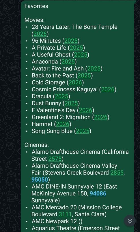 Shared favorites, Whatsapp example