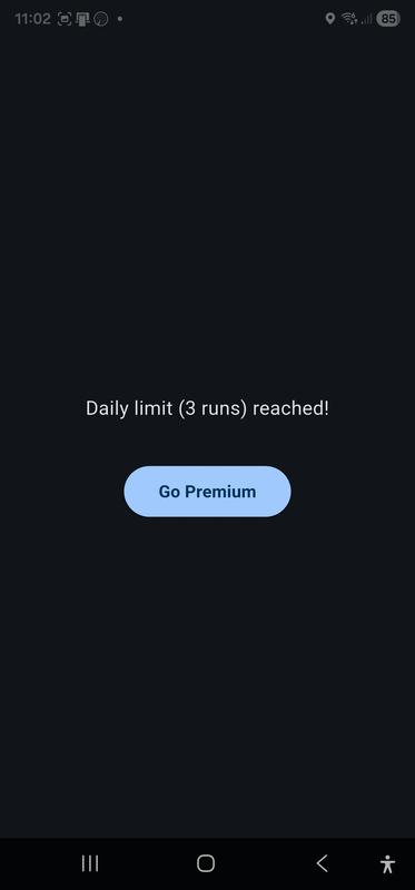 Splash screen for Free use with Day limit reached message