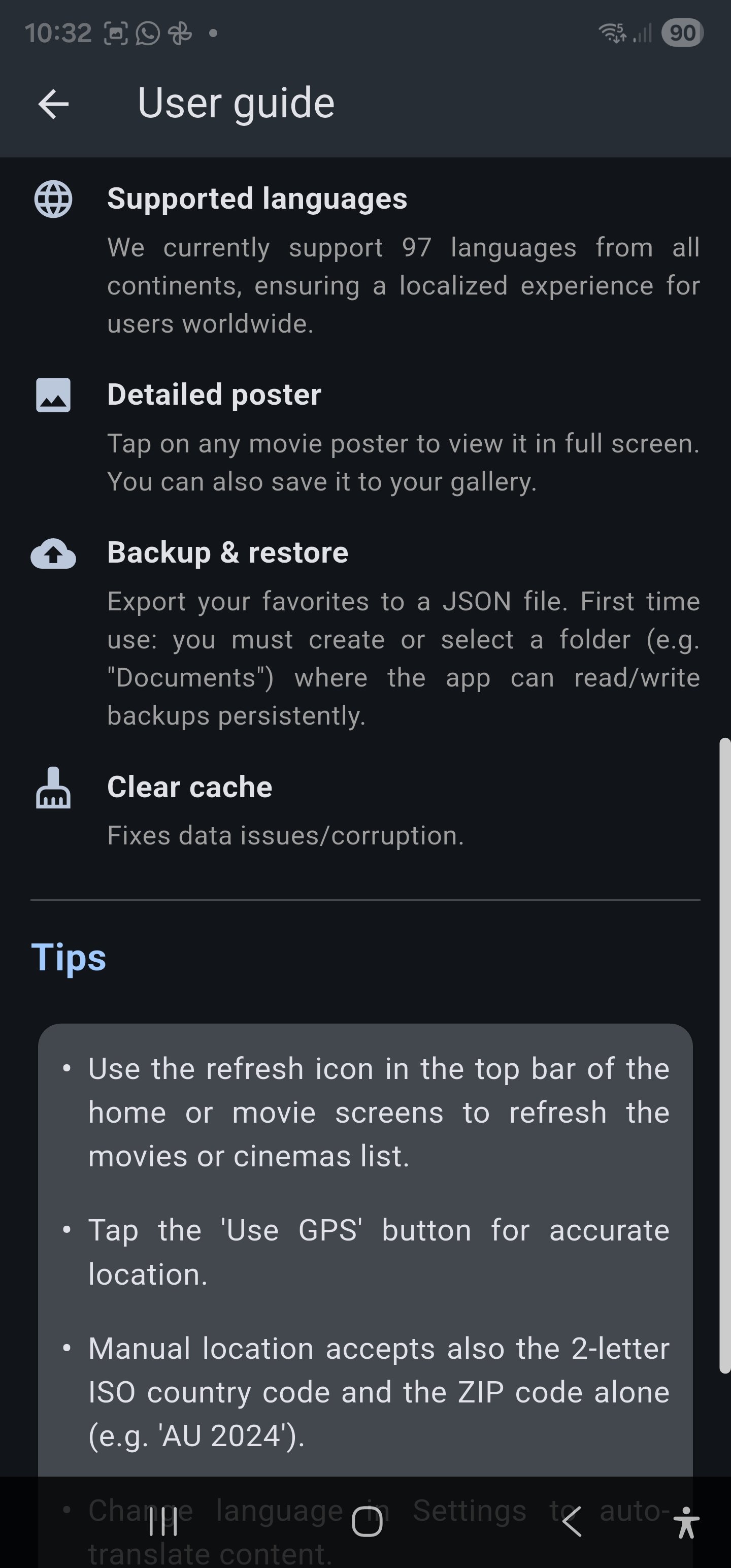 User guide screen: middle